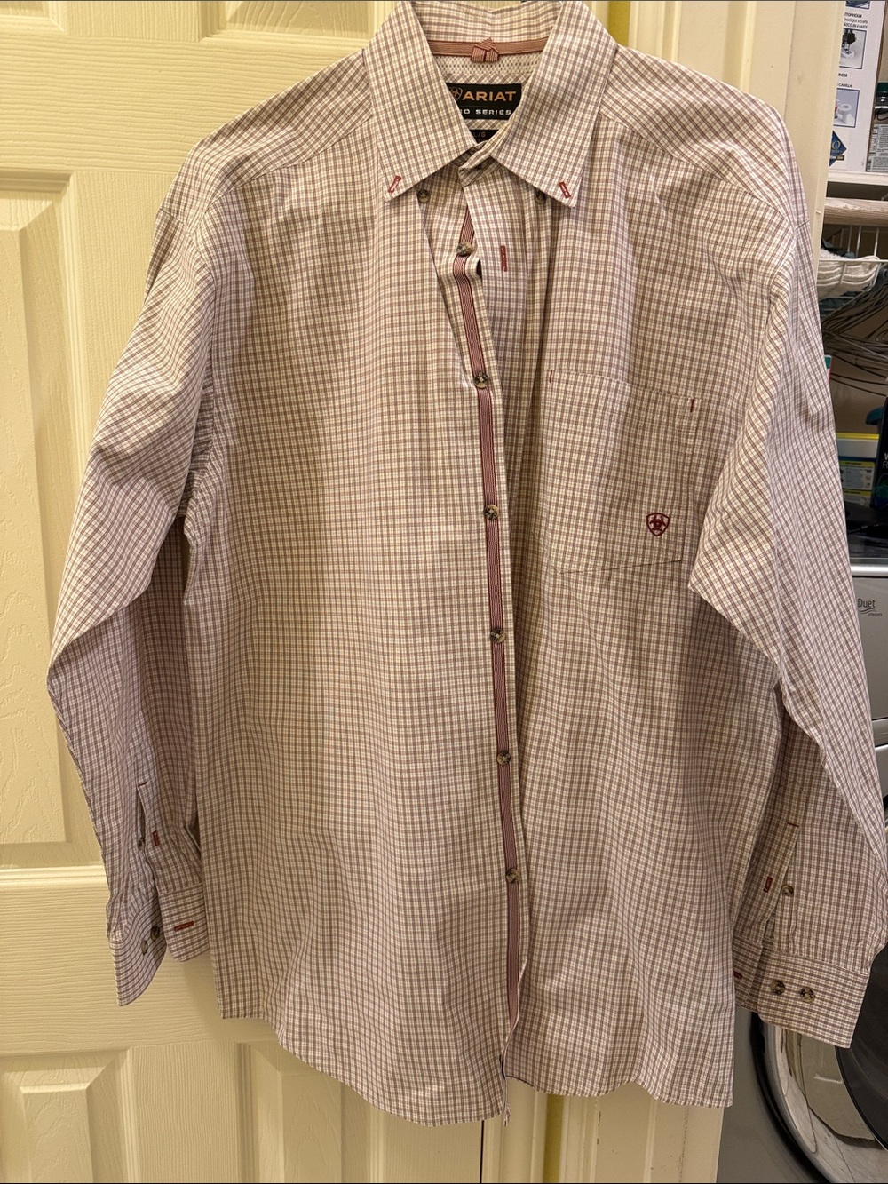 Ariat Men's Long-Sleeve Plaid Button-Down Shirt - Pink/White